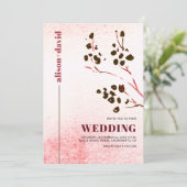 Waterverf wassen en tak Japandi QR code bruiloft Kaart (Staand voorkant)