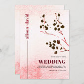 Waterverf wassen en tak Japandi QR code bruiloft Kaart (Voorkant / Achterkant)