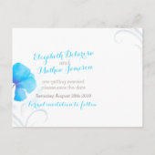 Waterverf wassen geschilderd blauw Save the Date C Aankondigingskaart (Achterkant)