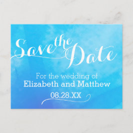 Waterverf wassen geschilderd blauw Save the Date C Aankondigingskaart