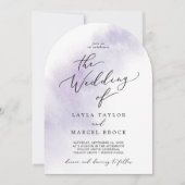 Waterverf Wassen Paarse Elegante Boho Boog Wedding Kaart (Voorkant)