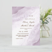 Waterverf Wassen | Paarse elegante bruiloft Kaart (Staand voorkant)