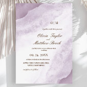 Waterverf Wassen | Paarse elegante bruiloft Kaart