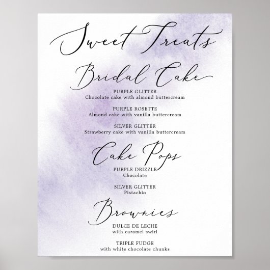 Waterverf Wassen | Paarse zoete lekkernijen Browni Poster (Voorkant)