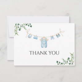 Waterverf Wasserij Blauw Baby shower Bedankkaart