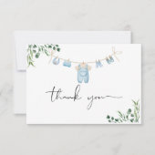 Waterverf Wasserij Blauw Baby shower Bedankkaart (Voorkant)