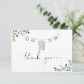 Waterverf Wasserij Blauw Baby shower Bedankkaart (Staand voorkant)