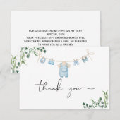 Waterverf Wasserij Blauw Baby shower Bedankkaart (Voorkant / Achterkant)