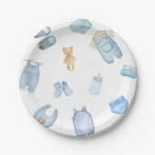 Waterverf Wasserij Blauw Baby shower Papieren Bordje (Voorkant)