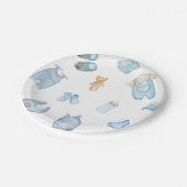 Waterverf Wasserij Blauw Baby shower Papieren Bordje (Gekanteld)