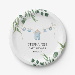 Waterverf Wasserij Blauw Baby shower Papieren Bordje