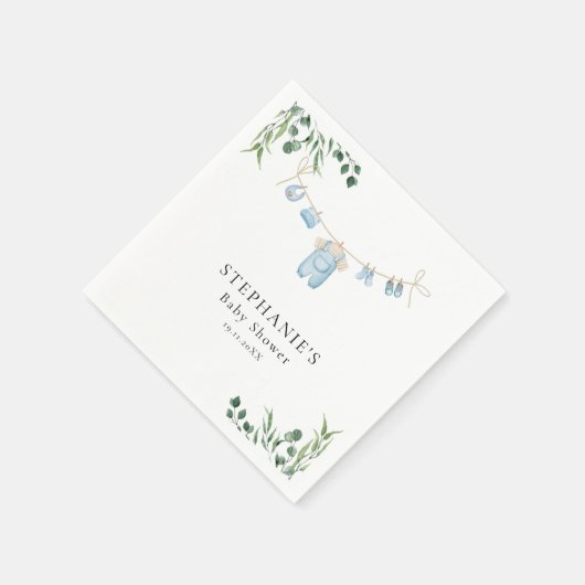 Waterverf Wasserij Blauw Baby shower Servet (Hoek)