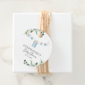 Waterverf Wasserij Blue Greenery Baby shower Bedankjes Labels (In situ)