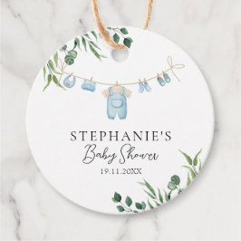 Waterverf Wasserij Blue Greenery Baby shower Bedankjes Labels