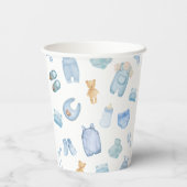 Waterverf Wasserij Blue Greenery Baby shower Papieren Bekers (Achterkant)