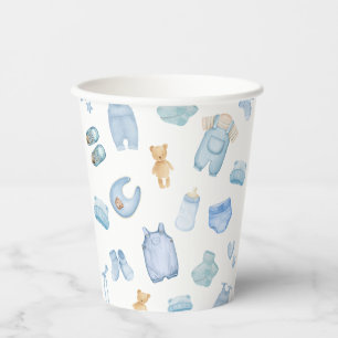 Waterverf Wasserij Blue Greenery Baby shower Papieren Bekers