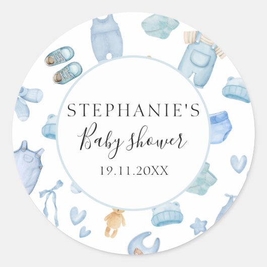 Waterverf Wasserij Blue Greenery Baby shower Ronde Sticker (Voorkant)