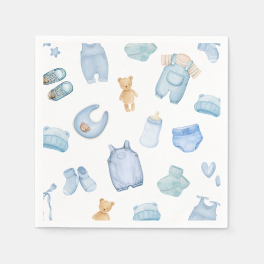 Waterverf Wasserij Blue Greenery Baby shower Servet (Voorkant)