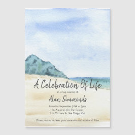 Waterverf Water Beach viering van het leven Magnetische Uitnodiging