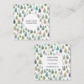 Waterverf waterdruppels landpapier Gardener Modern Vierkante Visitekaartje (Voorkant / Achterkant)
