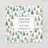 Waterverf waterdruppels landpapier Gardener Modern Vierkante Visitekaartje (Achterkant)