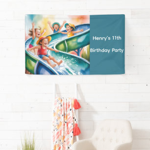 Waterverf Waterglijbaan Kinderen Leeftijd Verjaard Spandoek