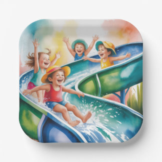 Waterverf Waterglijbaan Kinderen Verjaardagsfeestj Papieren Bordje