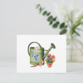 Waterverf Watering Can, Flowers en Bird Briefkaart (Staand voorkant)