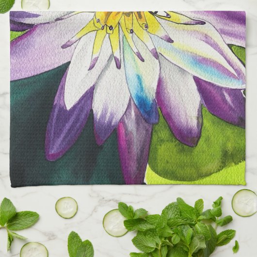 Waterverf waterlelie fijne kunst theedoek (Gevouwen)