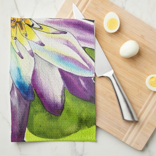 Waterverf waterlelie fijne kunst theedoek (Quarter Fold)