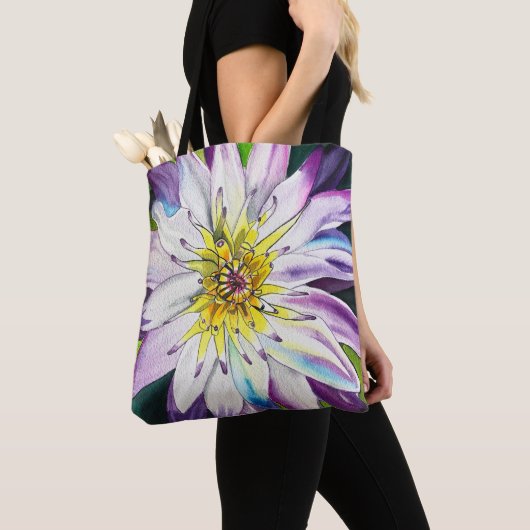 Waterverf waterlelie fijne kunst tote bag (Dichtbij)