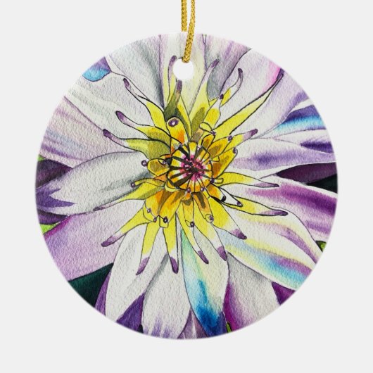 Waterverf waterlelies beeldende kunst keramisch ornament (Voorkant)