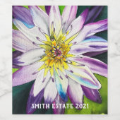 Waterverf waterlelies beeldende kunst wijn etiket (Enkel label)