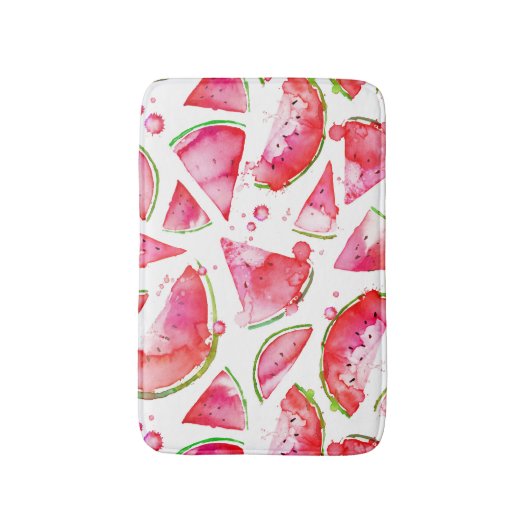 Waterverf Watermeloen 1 Badmat (Voorkant Verticaal)