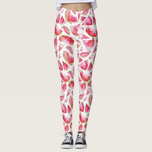 Waterverf Watermeloen 1 Leggings (Voorkant)