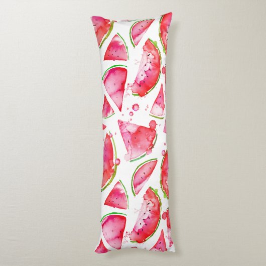 Waterverf Watermeloen 1 Lichaamskussen (Achterkant (Verticaal))