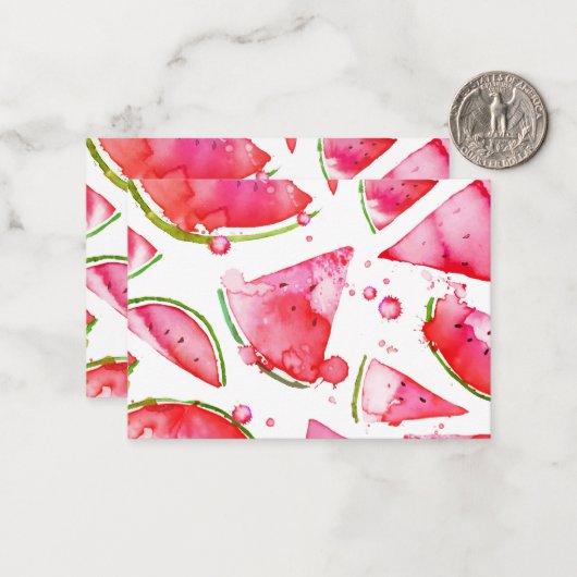 Waterverf Watermeloen 1 Notitiekaartje (Voorkant / Achterkant in situ)