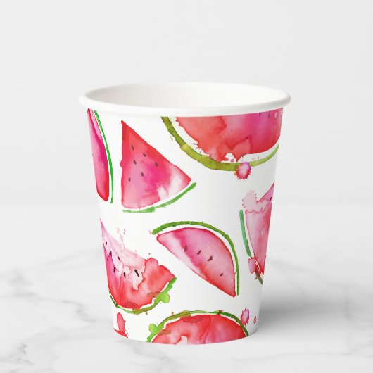 Waterverf Watermeloen 1 Papieren Bekers (Voorkant)