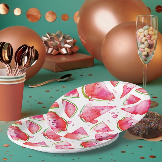 Waterverf Watermeloen 1 Papieren Bordje (Multi)