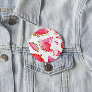 Waterverf Watermeloen 1 Ronde Button 7,6 Cm