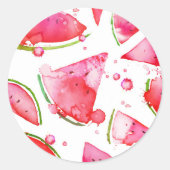 Waterverf Watermeloen 1 Ronde Sticker (Voorkant)