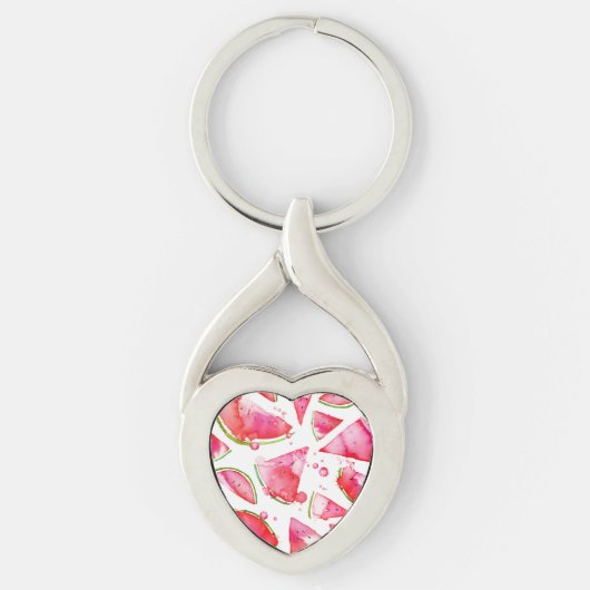 Waterverf Watermeloen 1 Sleutelhanger (Voorkant)