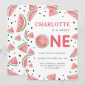 Waterverf Watermeloen 1e zomerverjaardagsfeestje Kaart (Voorkant / Achterkant)