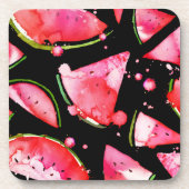 Waterverf Watermeloen 2 Bier Onderzetter (Voorkant)