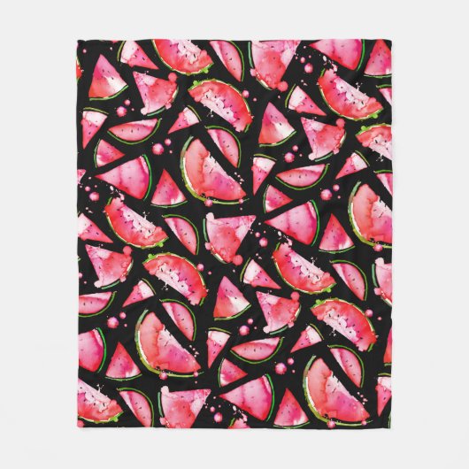 Waterverf Watermeloen 2 Fleece Deken (Voorkant)