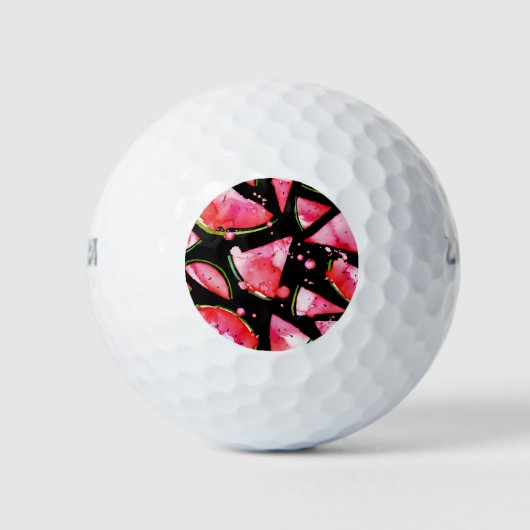 Waterverf Watermeloen 2 Golfballen (Voorkant)