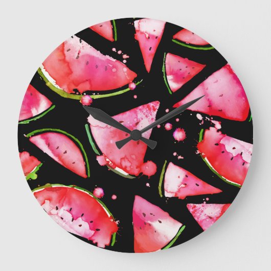 Waterverf Watermeloen 2 Grote Klok (Voorkant)