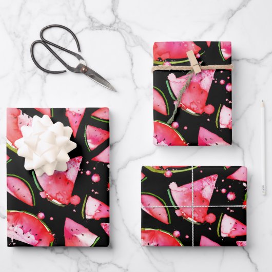 Waterverf Watermeloen 2 Inpakpapier Vel (Voorkant)