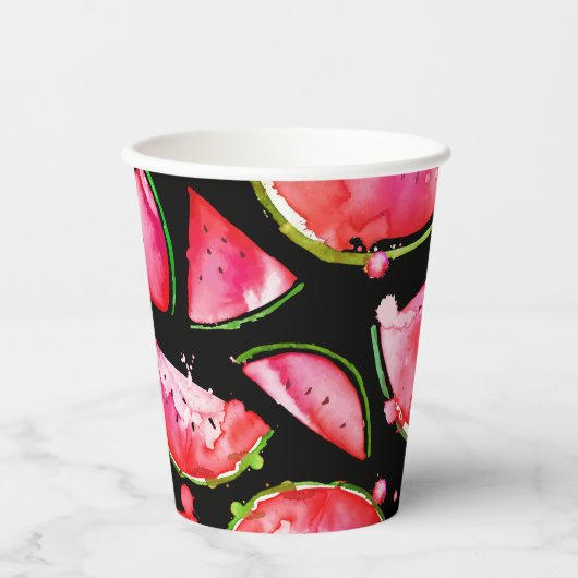 Waterverf Watermeloen 2 Papieren Bekers (Voorkant)