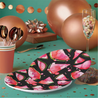 Waterverf Watermeloen 2 Papieren Bordje